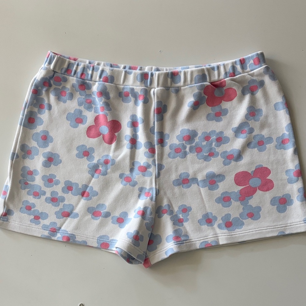 EUC Beaufort Bonnet Pima Cotton Pull on Shorts Pink & Light Blue Flowers 10